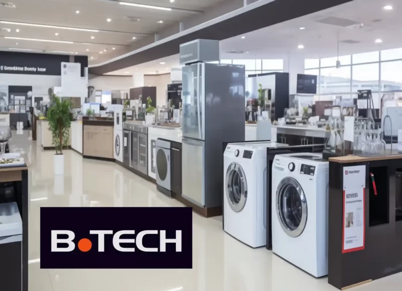 هذه الصورة تحتوي على بعض الأجهزة الككهربائية، وشعار شركة B-Tech