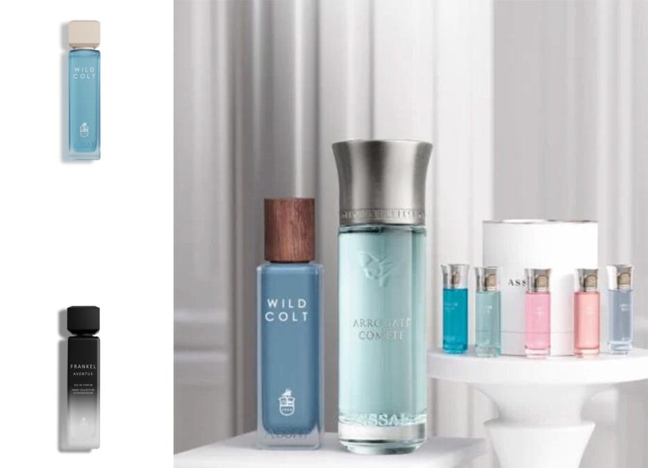 تضم الصورة تشكيلة من أجود العطور المقدمة من عساف للعطور في السعودية